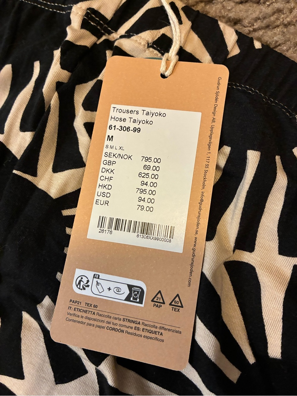Gudrun Sjöden Wide-Leg Jersey Pants in Black & Cream - Picture 9 of 11